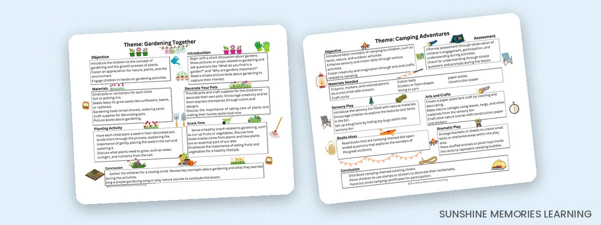 Toddler curriculum hands-on activity sample pages